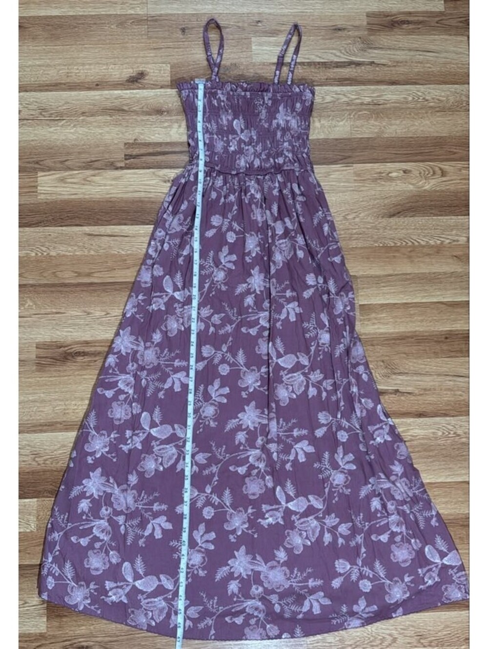 Universal Thread Smocked Floral Midi Dress – Maroon Print Size XS